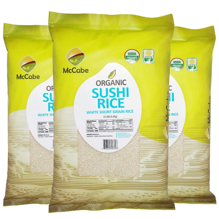 McCabe Organic Sushi Rice 12 Lbs (3 Packs)