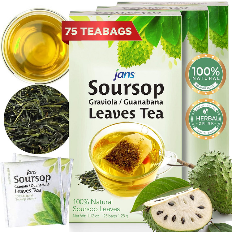 Jans Soursop Leaves Tea, 25 tea bags, Pack of 3 25 count*3 pack