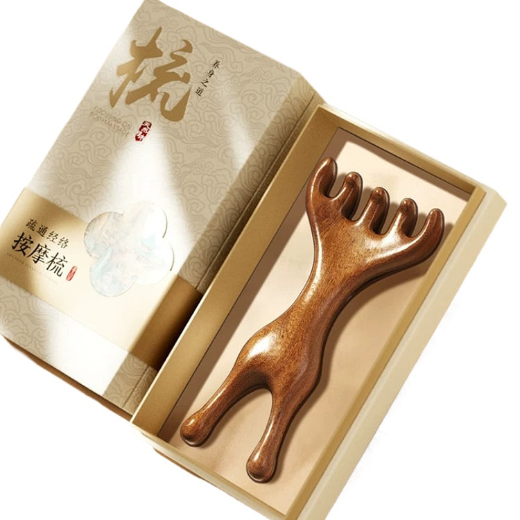 Golden Sandalwood Five-claw Comb Gift Box, 1box 1 count