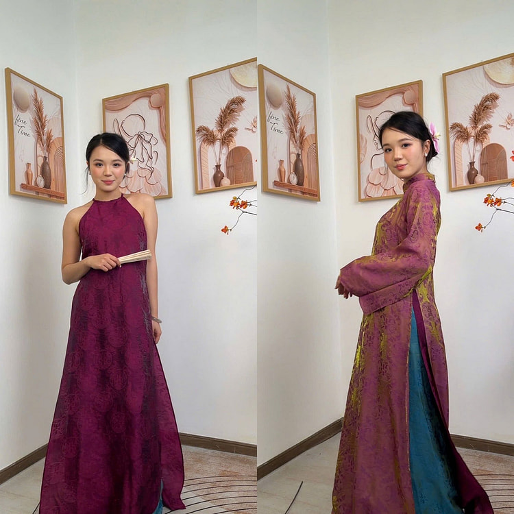 Cocolili Size M M291 Silk Ao Dai (With Pant) 1 each