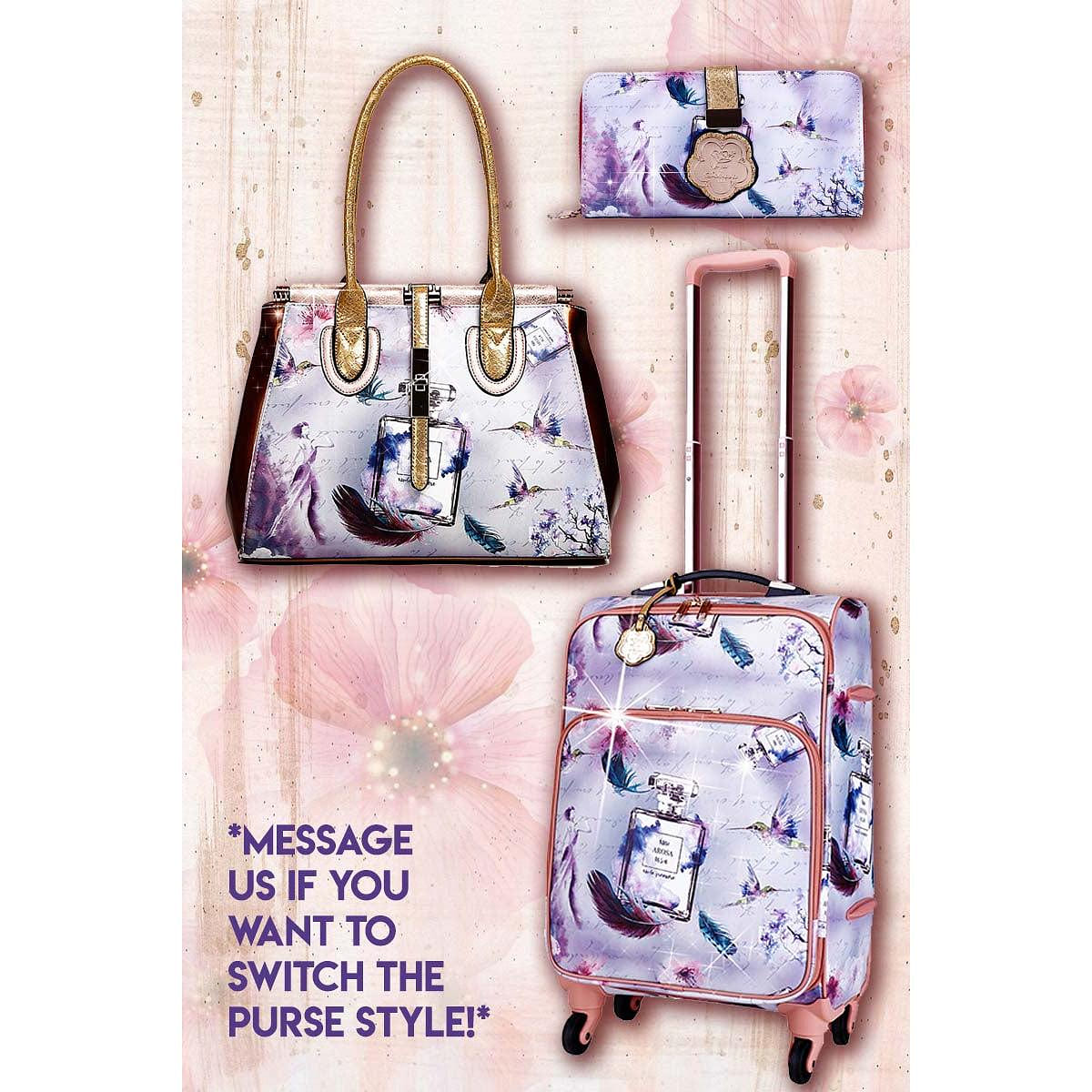Arosa Fragrance 3PC Set | Vintage Carry on+Spinner Wheels [BDL8609-3pcs/Set-GD] 1 each