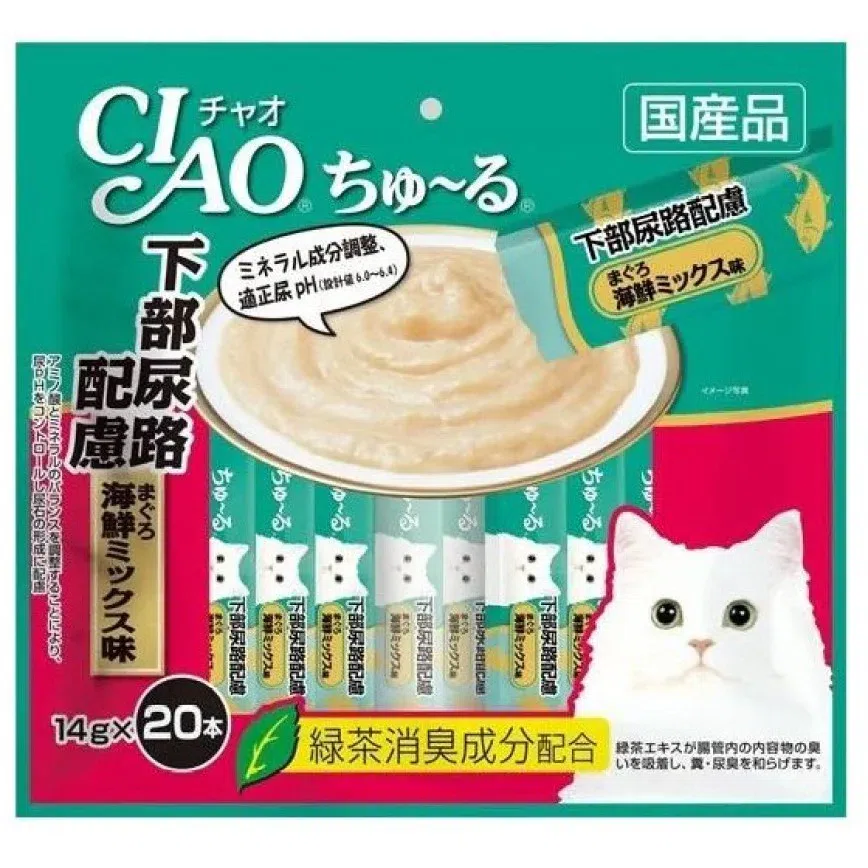 Ciao Tuna and Seafood Mix Cat Treats for Urinary Health, 20-pack 1 count