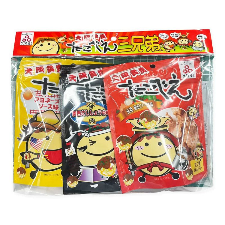 长寿堂惠佳 大阪特产章鱼烧米果3兄弟3袋入 1 盒