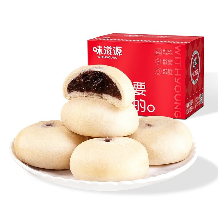 优品荟-味滋源血糯米红豆山药饼无加蔗糖早餐面包整箱休闲食品300g