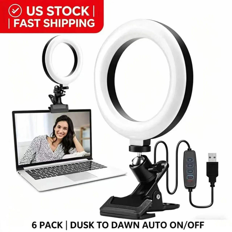 6 in Dimmable LED Ring Light with Clip USB Powered 1 box