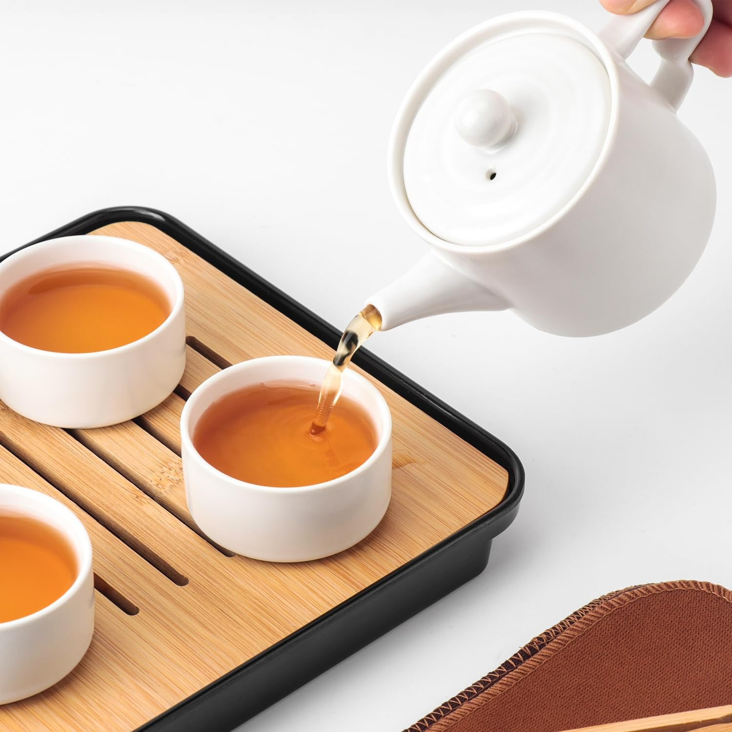 白色迷你功夫茶壶杯套装中国陶瓷泡茶抹茶套装包邮- Weee!
