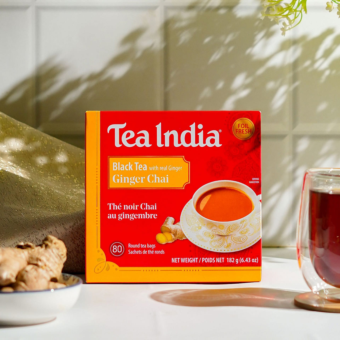 Tea India Ginger Chai 80 teabags 1 box