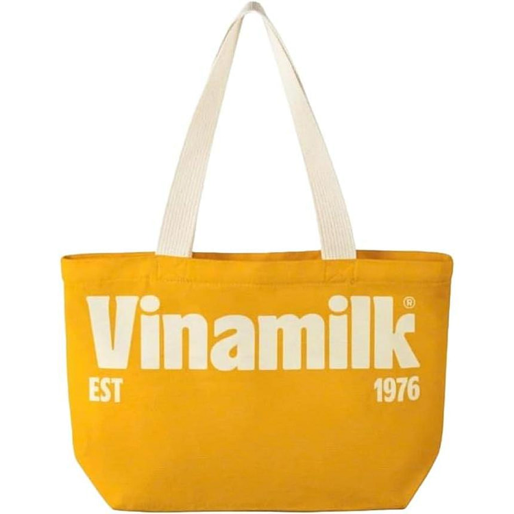 Vinamilk Canvas Tote Bag, Reusable Yellow Handbag 1 each