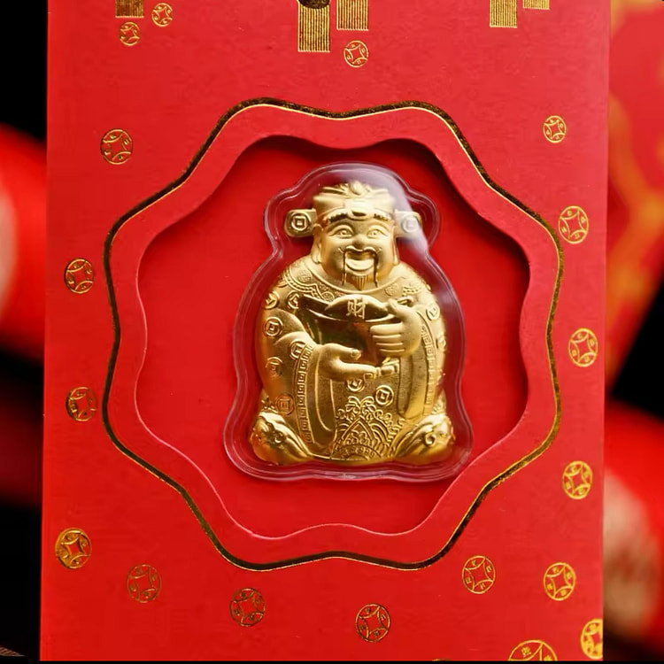 LÌ XÌ THẦN TÀI MẠ VÀNG 24K 9999 SET OF 10 TÀI LỘC VÀ MAY MẮN, LIXI 2025