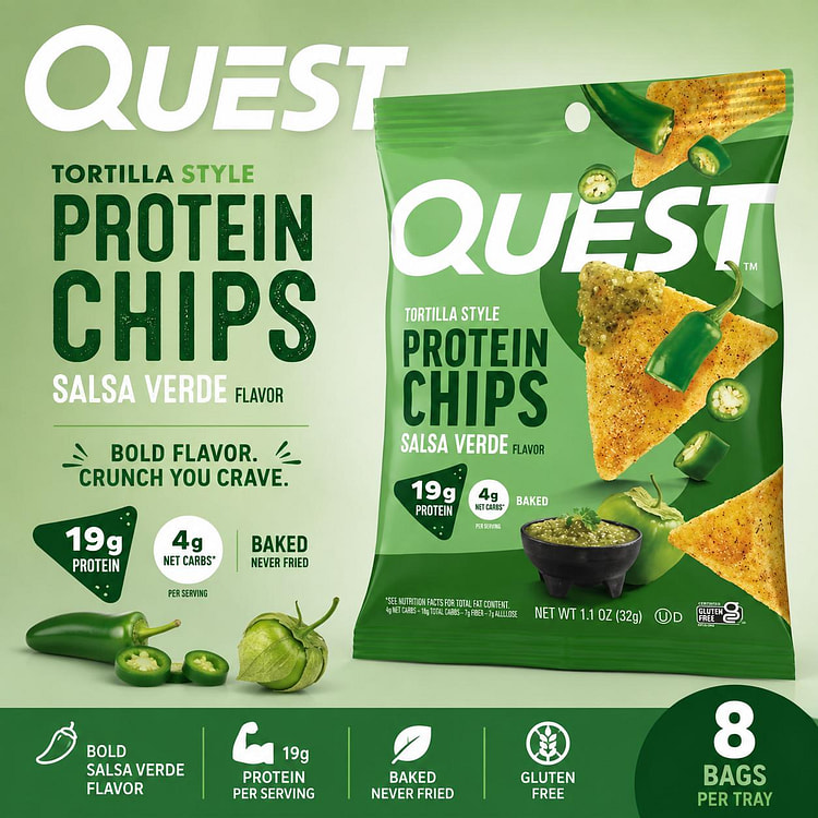 Quest Protein Chips Salsa Verde 1.1oz 8ct 1 each