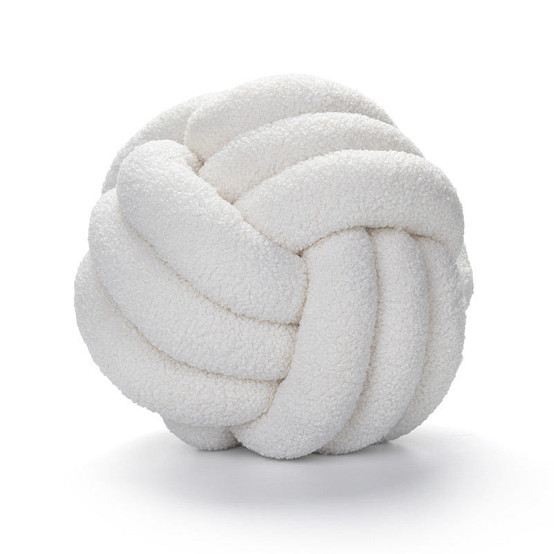 LULLABUY Knotted Ball Lamb Fleece Throw Pillows White 28cm 2000 g