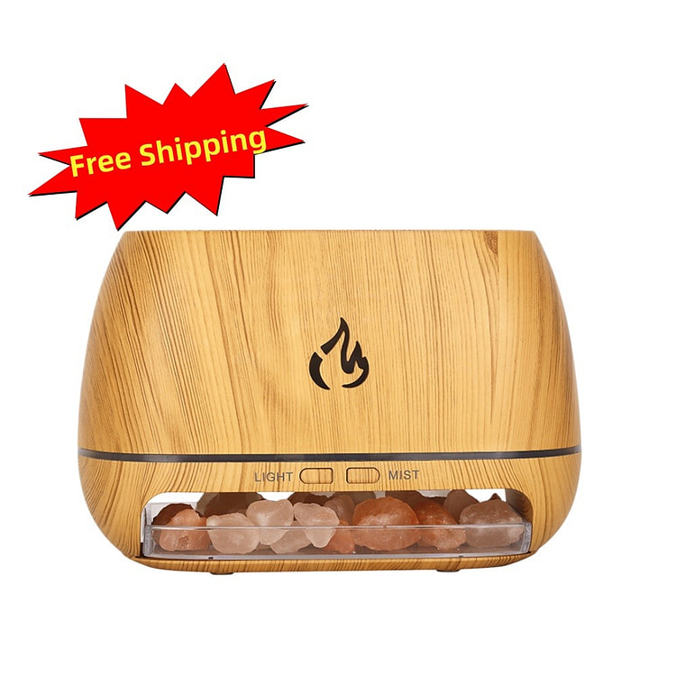Flame Aroma Diffuser with Salt Stone Light 7-Color 1 bottle