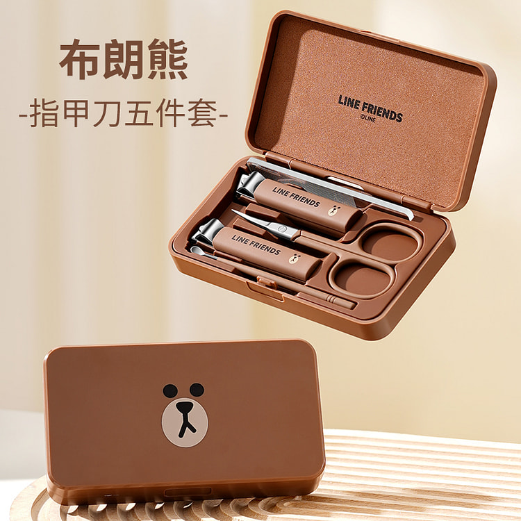 麒林指甲刀防飞溅指甲钳指布朗熊套装*1盒