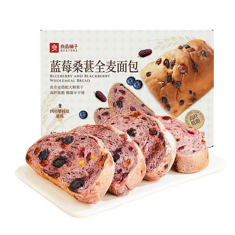 良品铺子蓝莓桑葚全麦面包酸甜饱腹早餐营养吐司片小吃 500 克