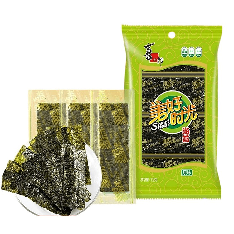 美好时光 海苔 即食紫菜零食 经典原味 12g 1 盒 (min 2)