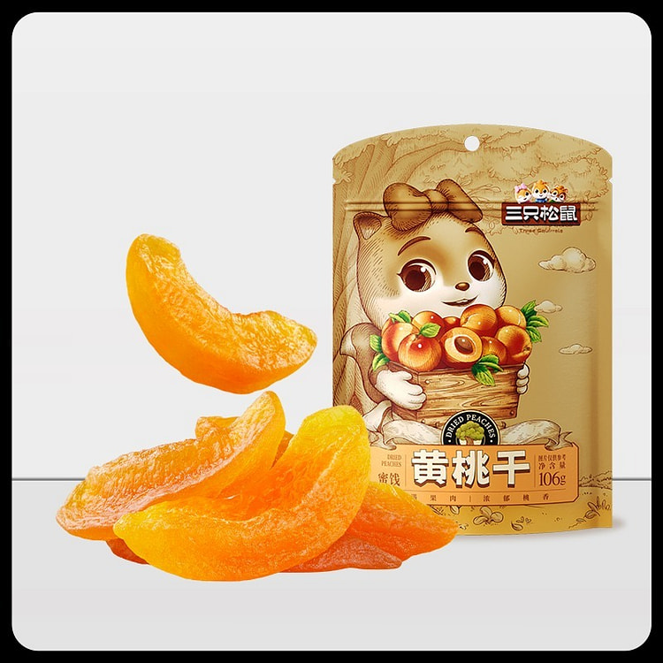 Three squirrel yellow peach dried thick cut casual snack fruit preserves dr