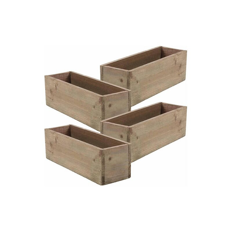 长方形乡村谷仓木盒（12 x 4 英寸） 4 个