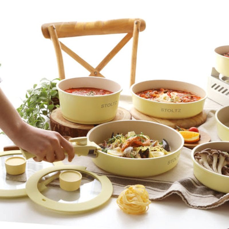 Get Stolz Lemon Meringue Multi IH Cookware Set 8 count Delivered