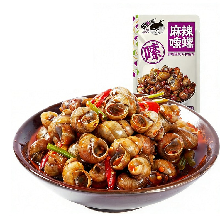 抓鱼的猫嗦螺夜宵零食开袋即食下酒菜麻辣25g*5 125 克