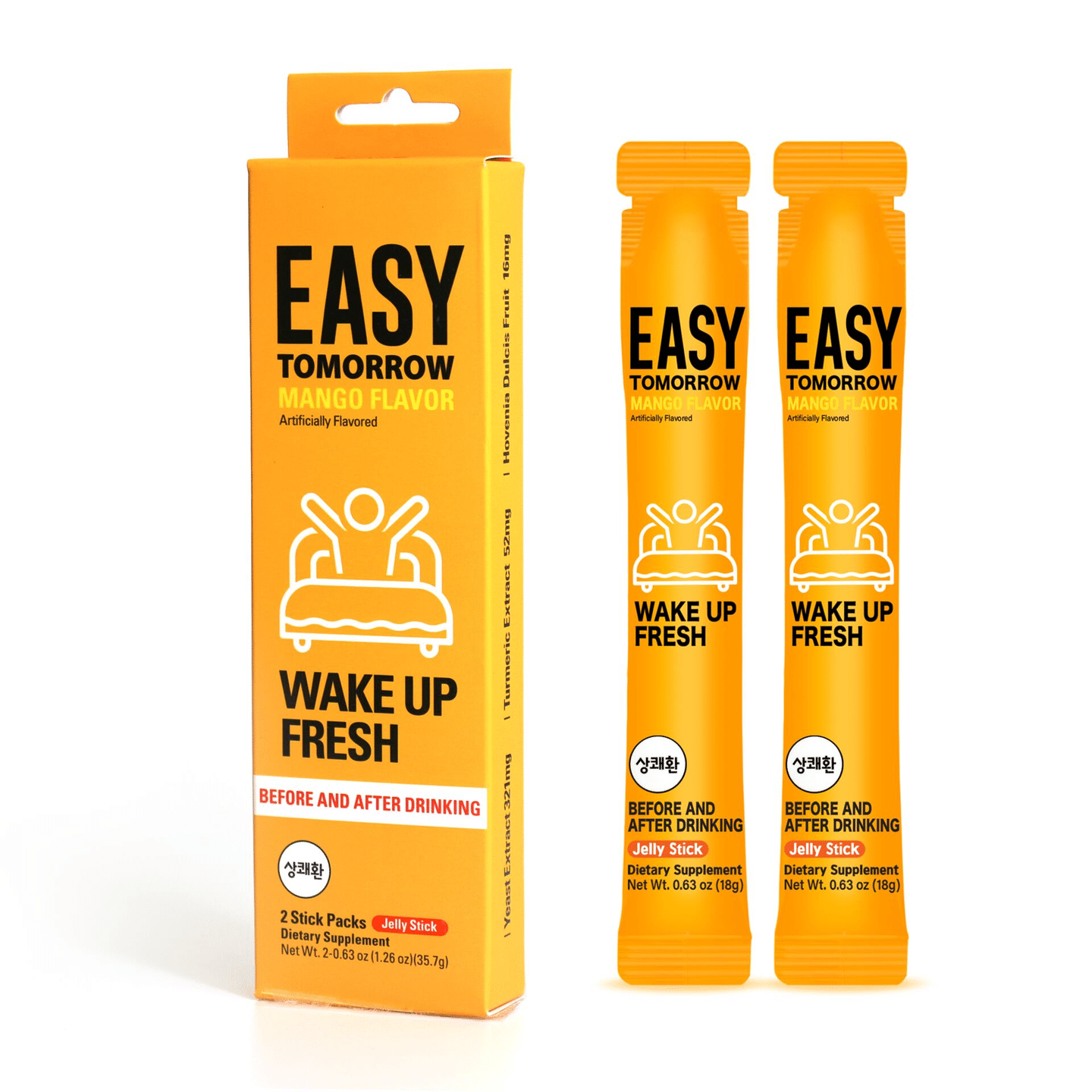 Easy Tomorrow 果凍棒,讓早晨更好地從夜晚外出、聚會中解救出來,並在鍛煉、鍛煉、工作時增加能量,獲得額外的耐力,芒果味(2 根) 1 箱