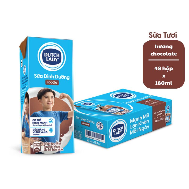DUTCH LADY CHOCOLATE MILK (WHOLE BOX-48CT) 180 ml