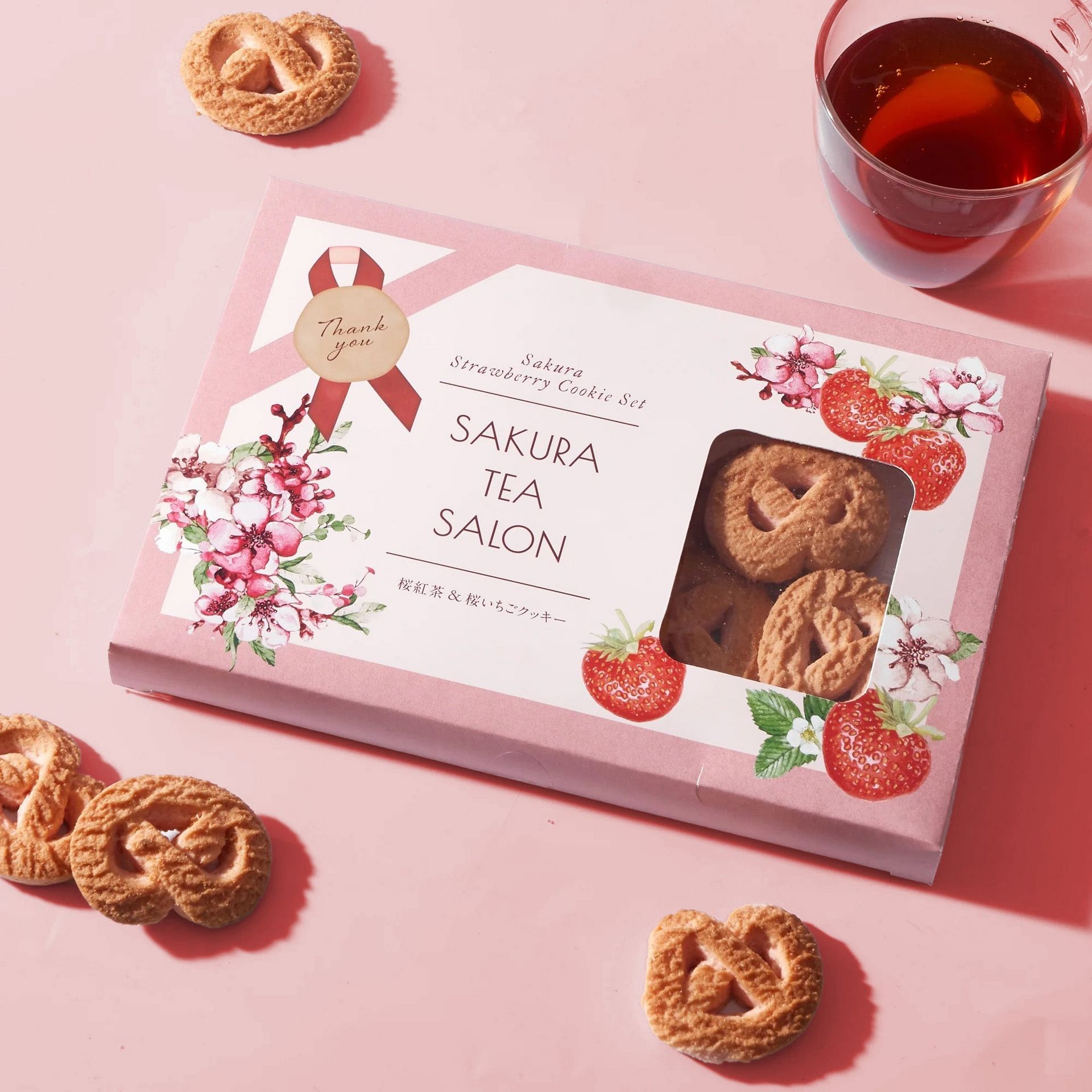 Sakura Tea & Strawberry Cookies Gift Set 62 g