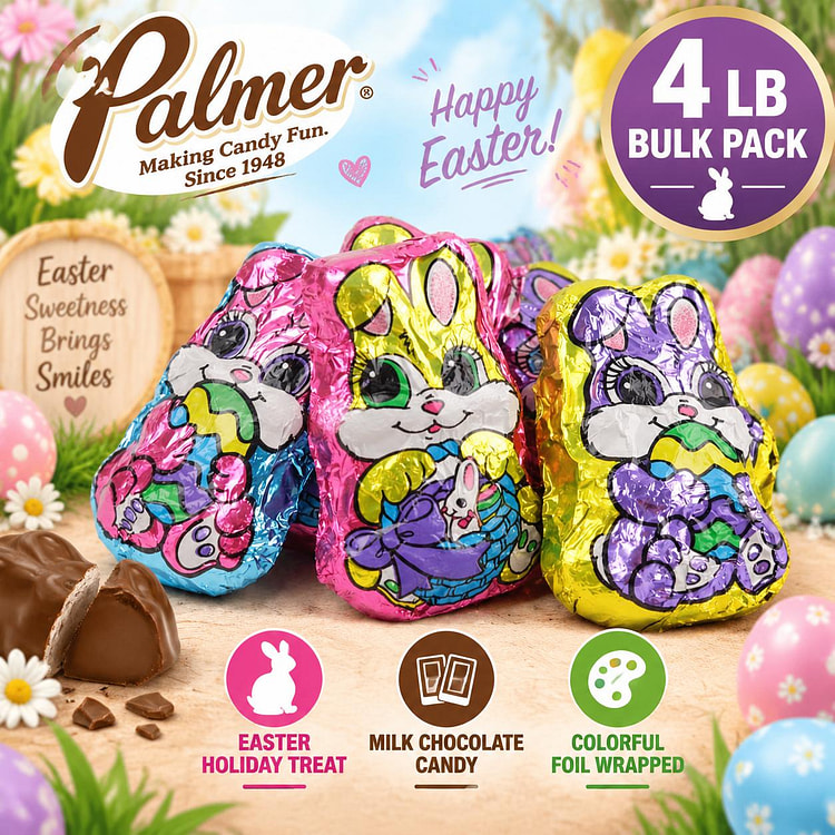 Palmer Easter Foil Chocolate Bunnies 4lb 1 each
