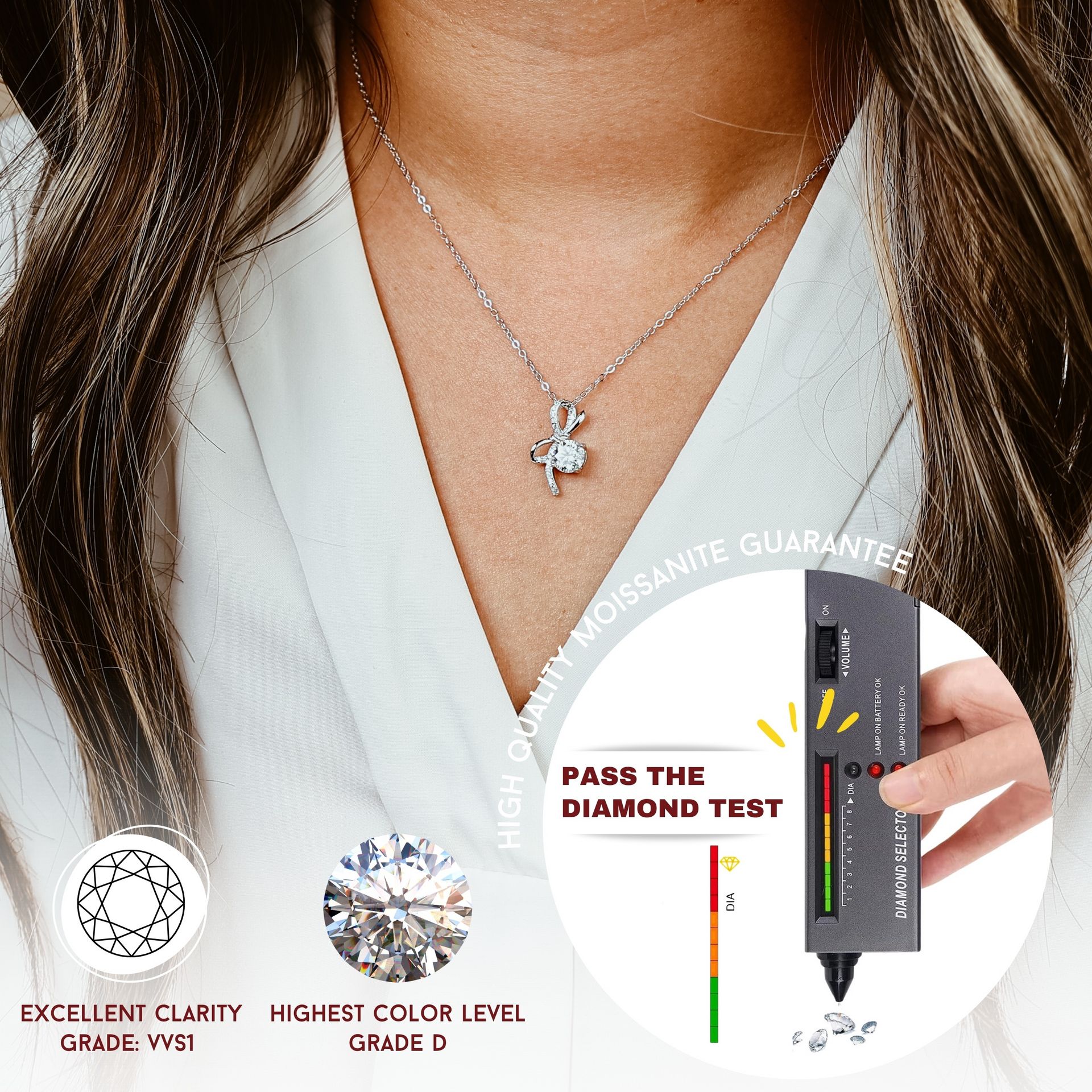 UPFLICK Moissanite Necklace 1 Carat GRA Certified - Weee!
