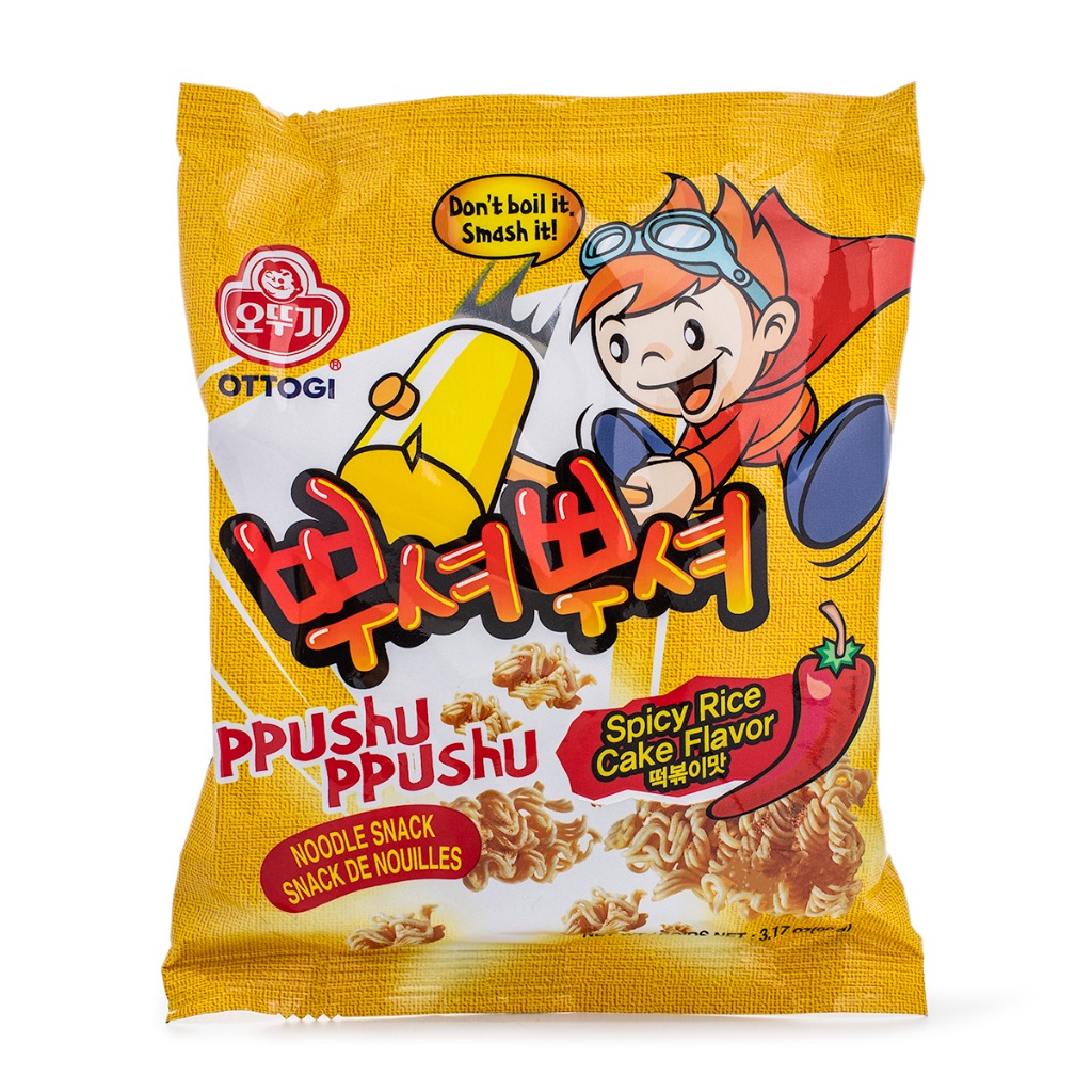 Ottogi Ppushu Ppushu Noodle Snack, Spicy Rice Cake Flavor Weee!