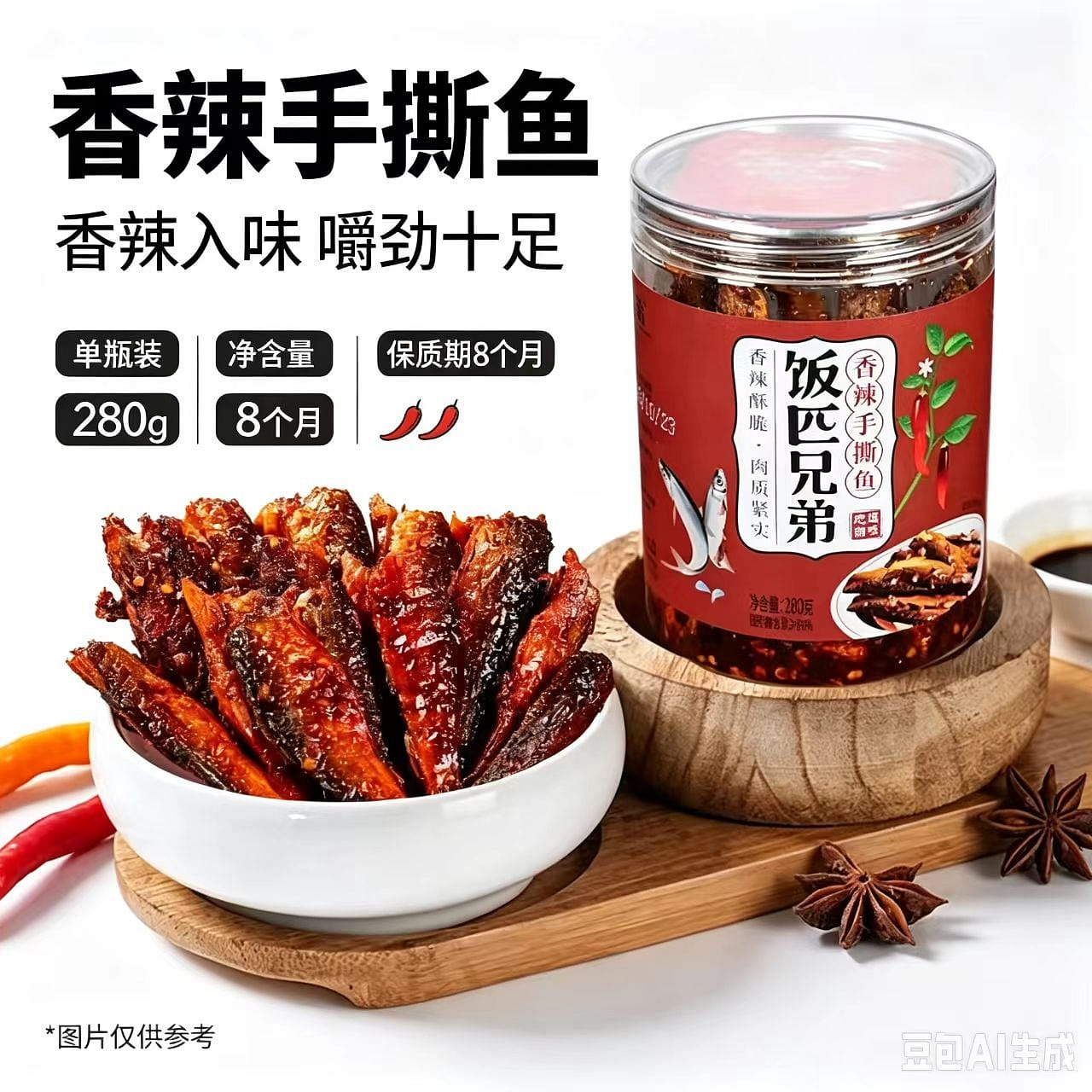 Hand-torn fish 1 bottle of 280g 280 g