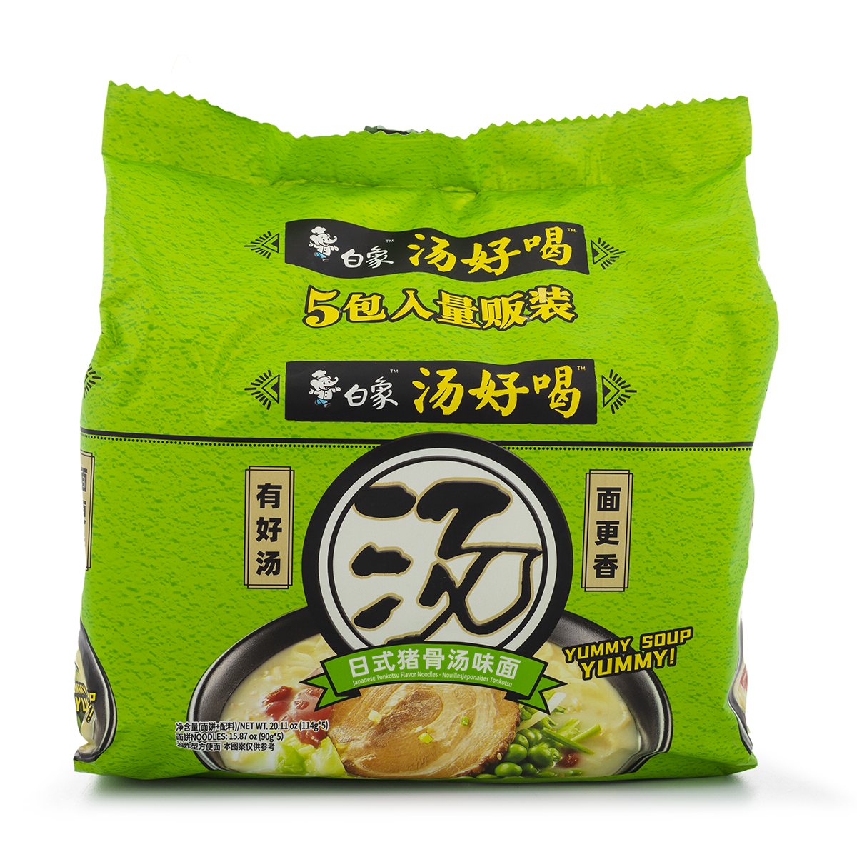 白象 日式猪骨汤味面(五连包) 570 克