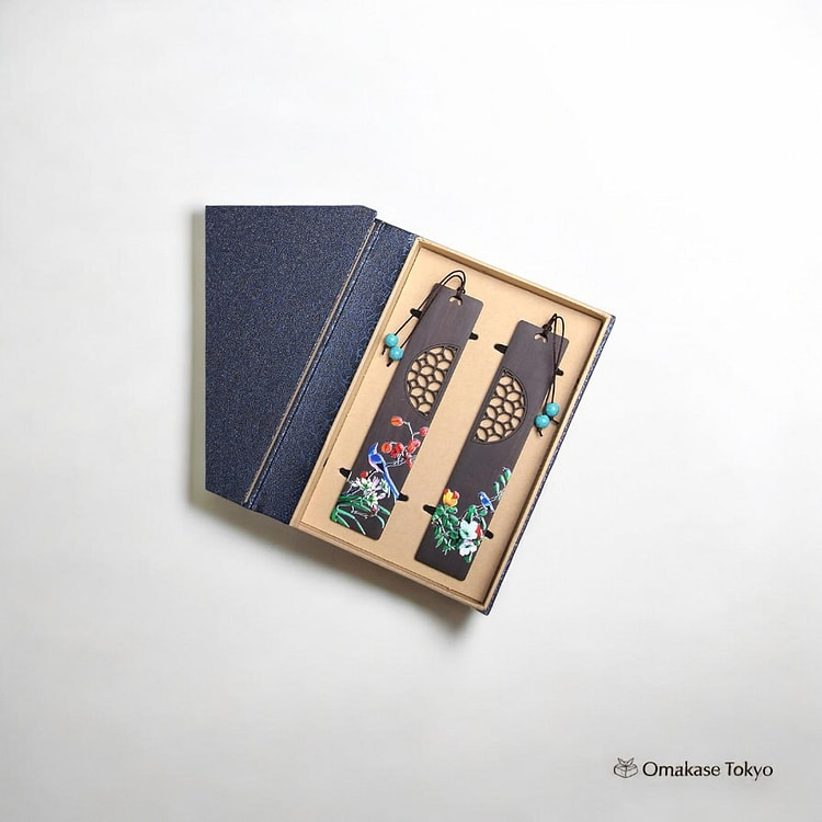 日式木质书签套装 - 花鸟图案 D 90 克