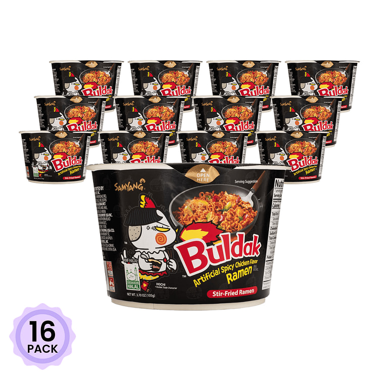 Samyang Buldak Ramen Bowl, Hot Chicken Flavor 3.7 oz*16 pack