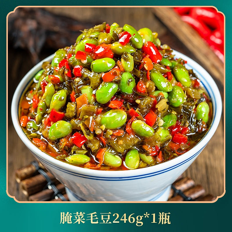 Farm-style pickled mustard greens and edamame 246 g