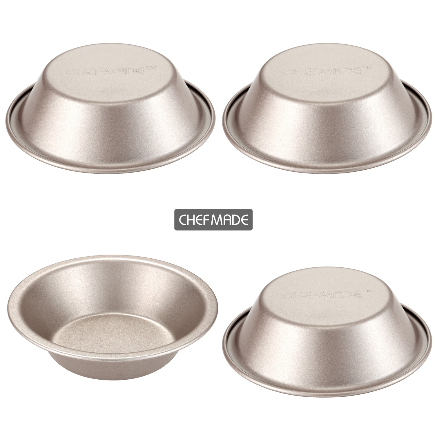 CHEFMADE Mini Pie Pan Set, 5-Inch 4Pcs Non-Stick Round Bread and Cake Bakeware 1 each