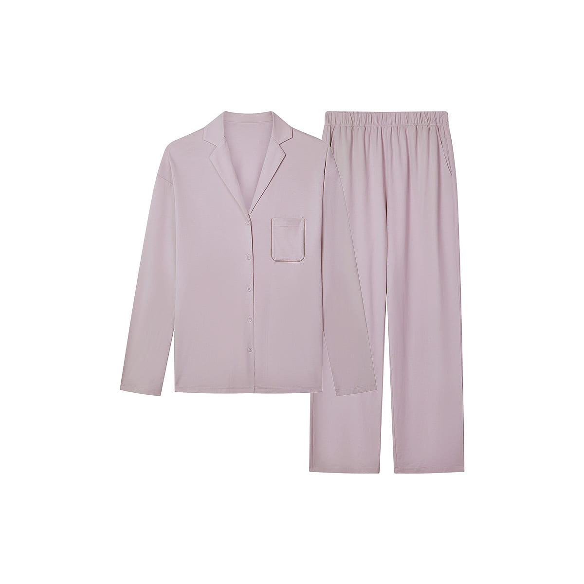 Ubras Classic Cotton Notch Collar Pajama Set, Home Wear Loungewear-Grey Pink-S 120 g