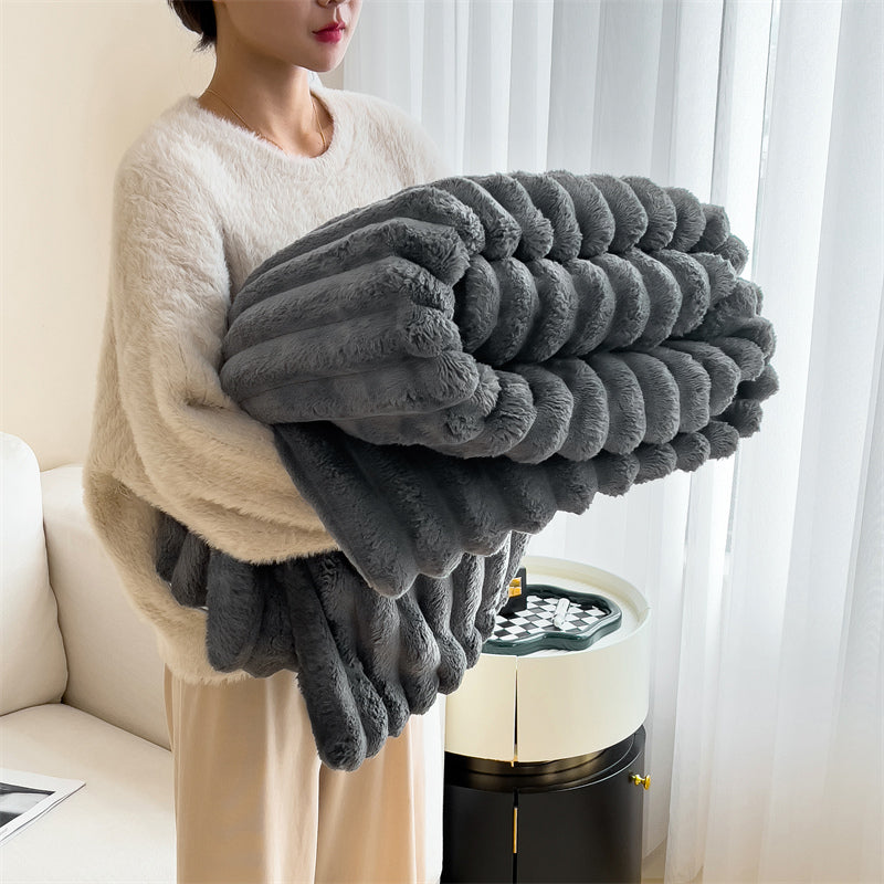 Striped Velvet Blanket Dark Grey 150*200cm 2000 g