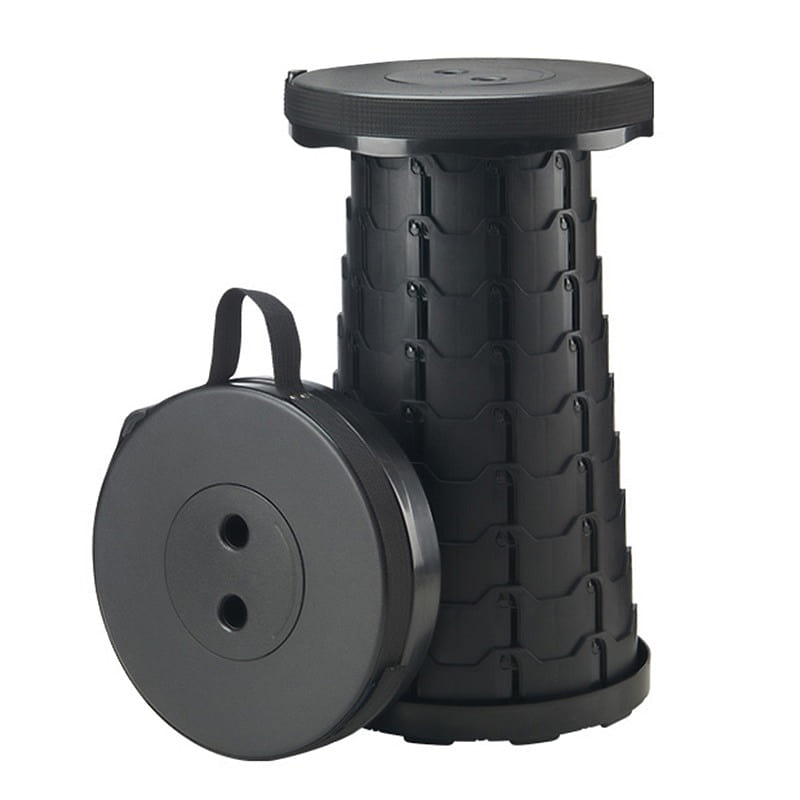Folding telescopic stool for outdoor travel (black 2.2 lb