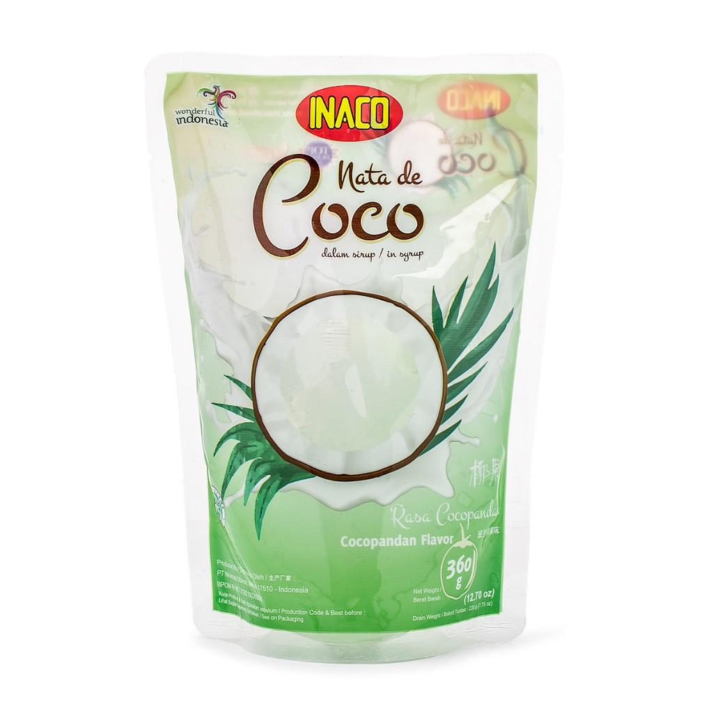 INACO Nata De Coco Coconut Jelly Pandan Flavor 360 g