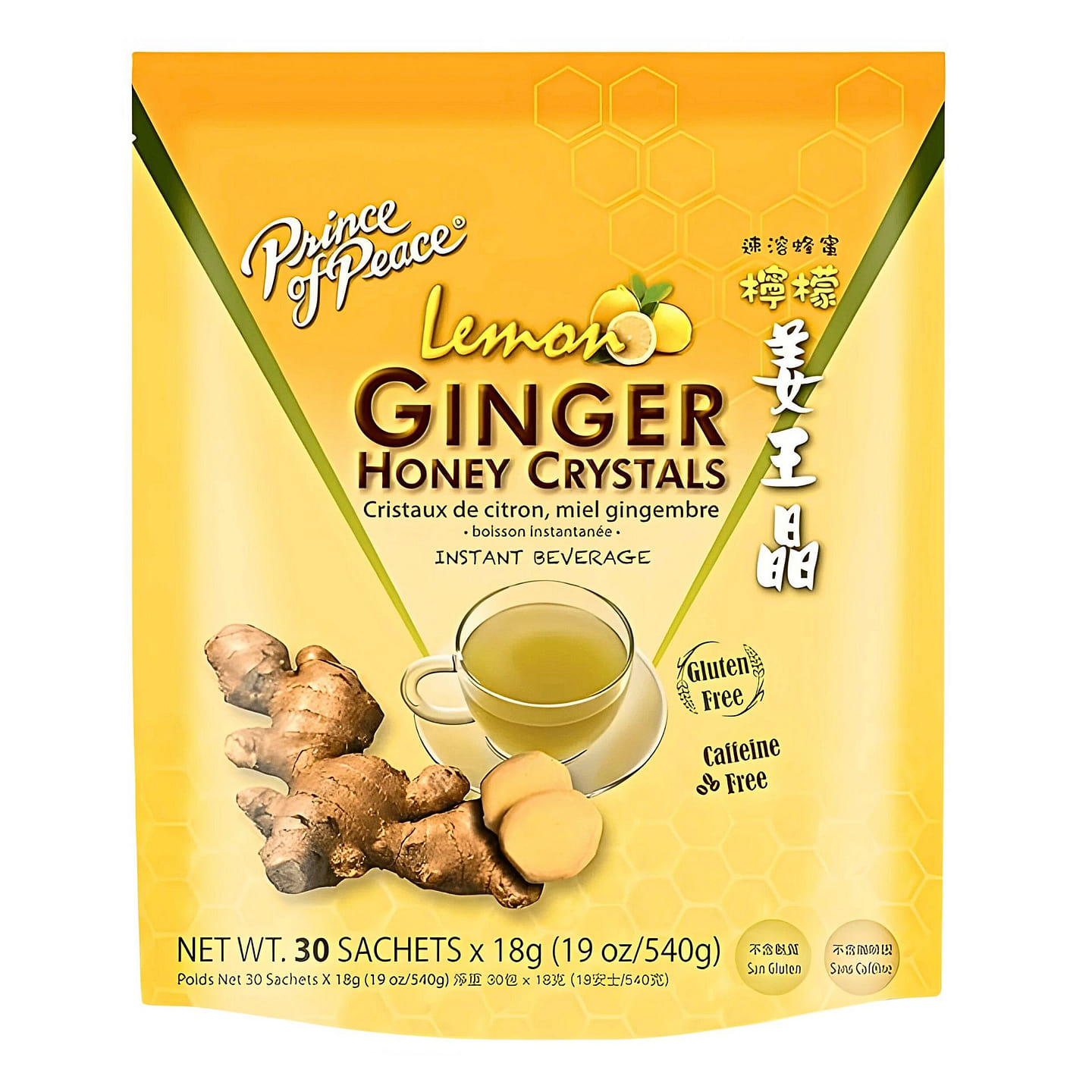 Prince of Peace Lemon Ginger Honey Crystals 540g 1 each