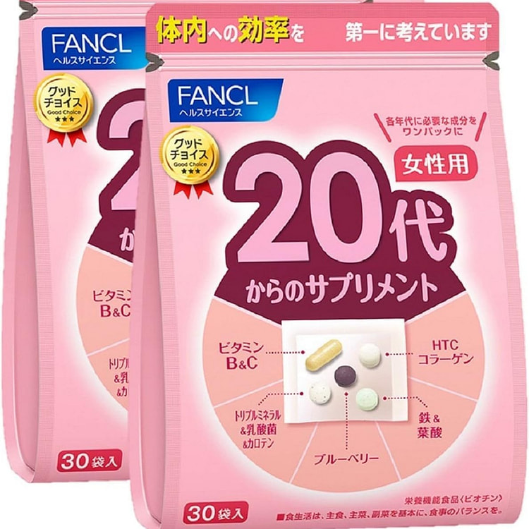 【日本直邮】FANCL 芳珂 女性20岁+一站式补充综合 营养素维生素 营养八合一 30包装 1 份