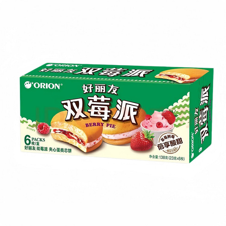 Orion Double Berry Pie Cake Strawberry+Raspberry 23g*6 pieces 1box
