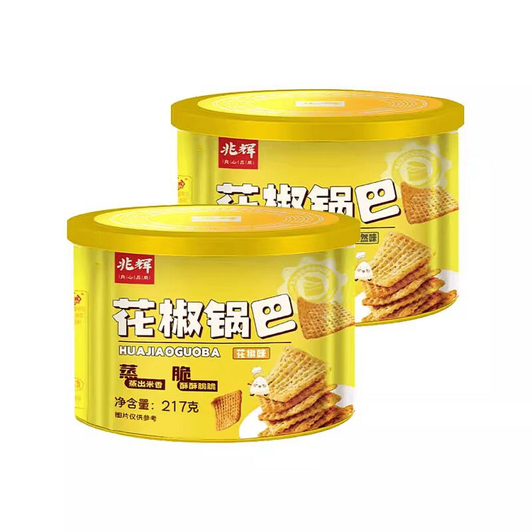 兆辉大米锅巴花椒味孜然味休闲零食小吃217g*2罐 434 克