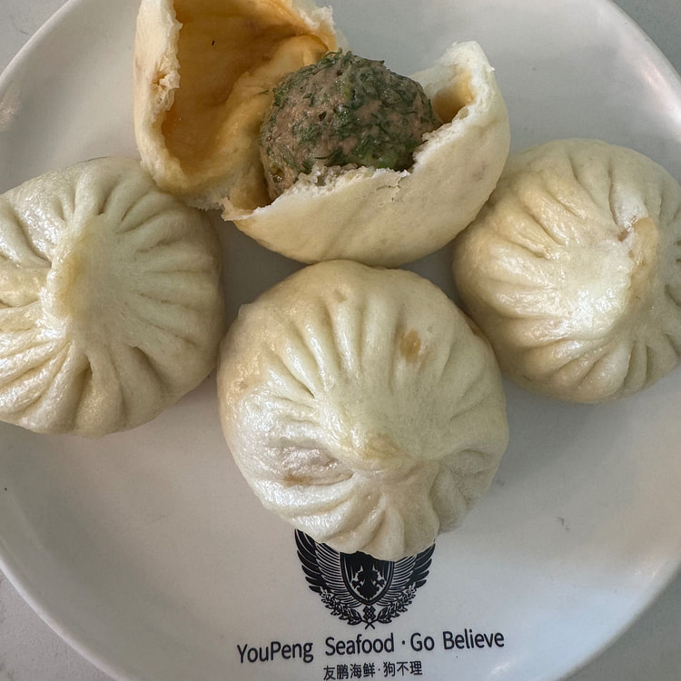 Mustard Green Black Pork Bun 6pc 1 each