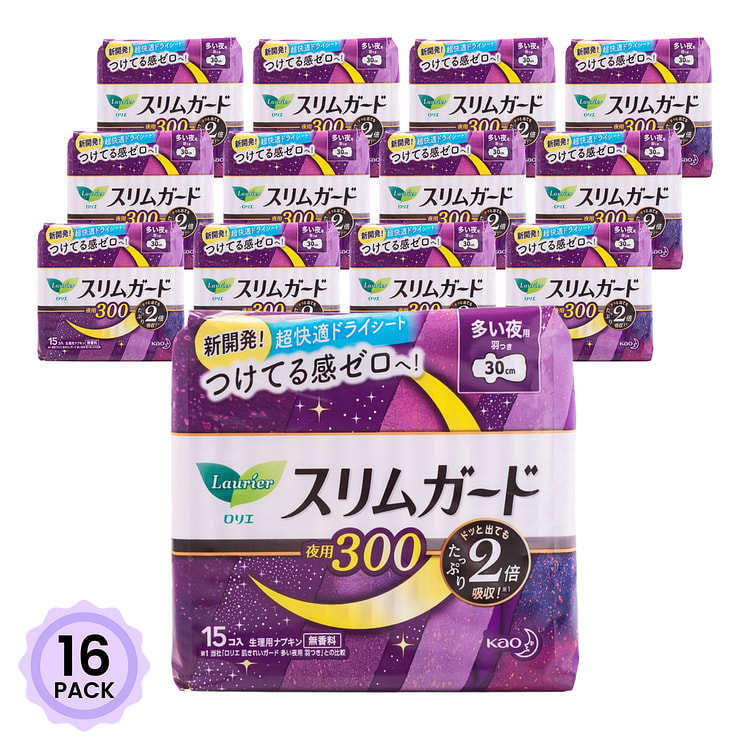 花王 乐而雅 零触感 轻薄护翼卫生巾 夜用型 30cm 1 份*16 包