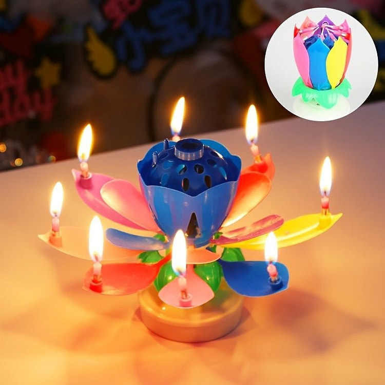 荷花音乐旋转生日蜡烛