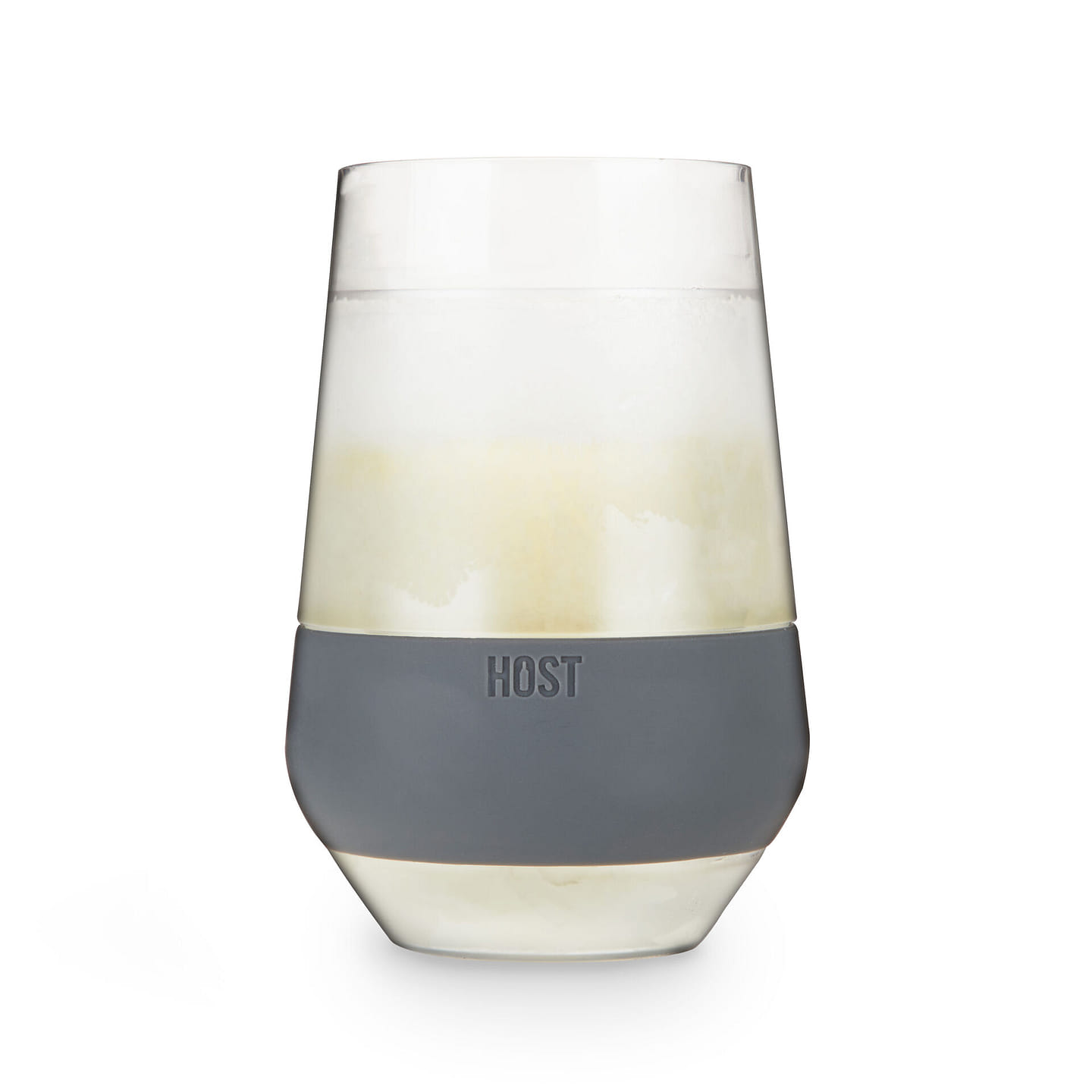 HOST Wine Freeze XL Double-Walled Stemless Glasses Freezer Cooling Cups with Active Gel and Insulated Silicone Grip, 12 Oz Plastic Tumblers, Set of 1, Gray 12 oz