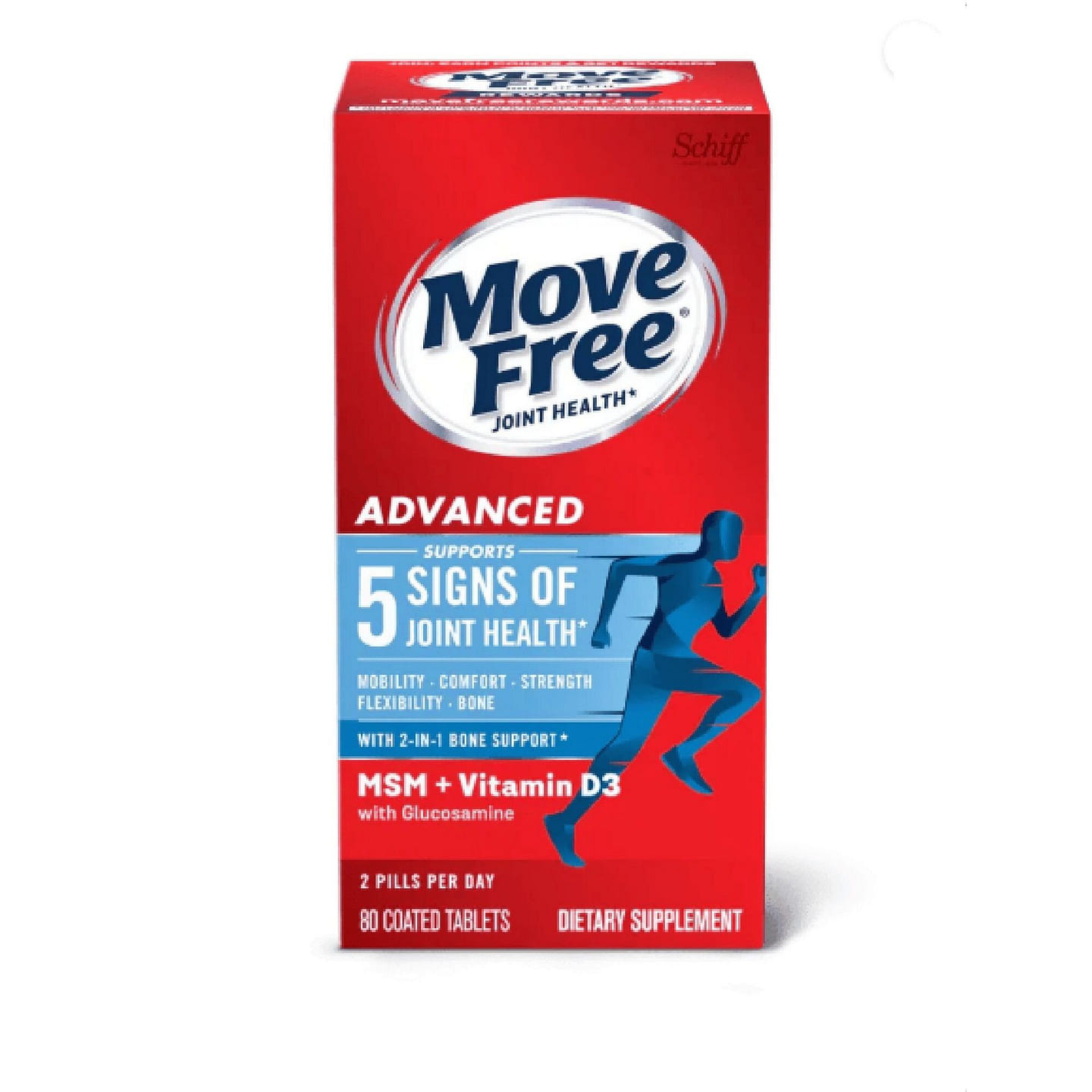 Move Free Advanced Plus MSM & Vitamin D3 80 Coated 1 bottle