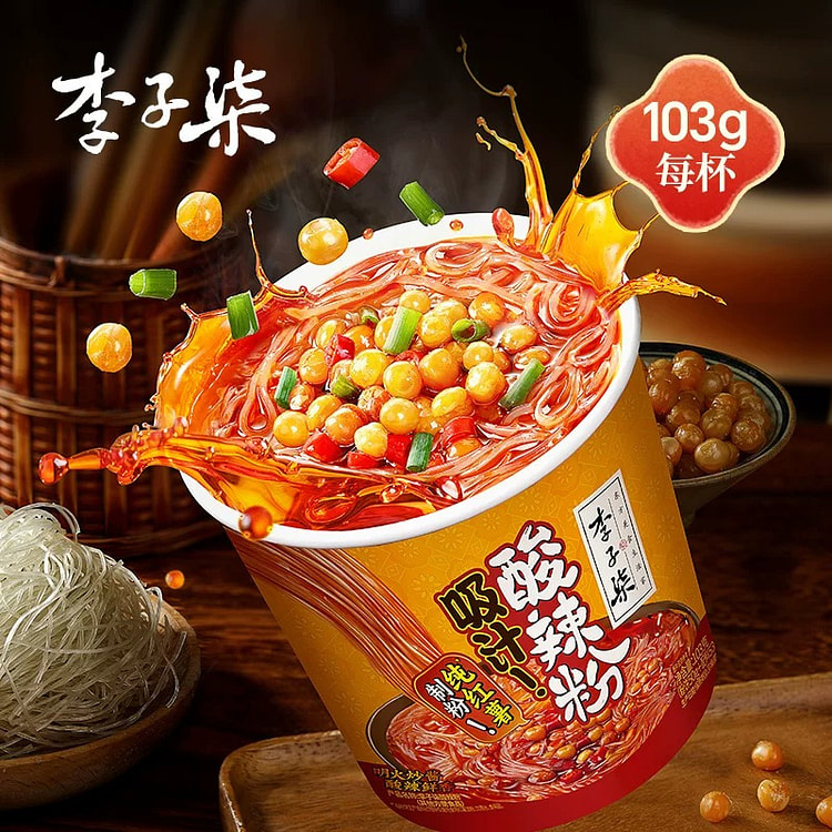 李子柒 吸汁酸辣粉杯装 红薯粉丝速食免煮冲泡夜宵 103 克