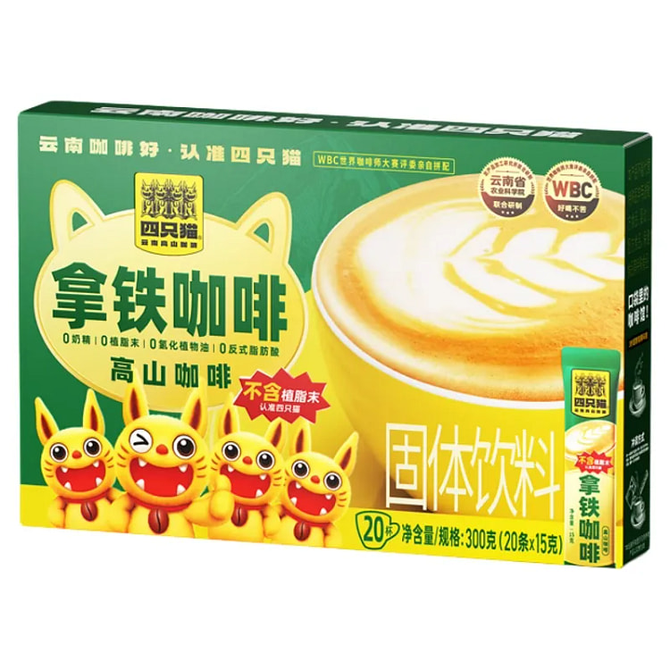 四只猫蓝山特浓拿铁咖啡300g0植脂三合一速溶咖啡 300 克